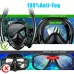 Double Tube Waterproof Anti-fog Goggles 180 Panoramic Full Face Swimming Goggles Fully Dry Snorkel Goggles for Diving