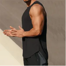 TENGOO Men's Quick-drying Sports Vest Breathable Elastic Sleeveless Fitness Tank Top for Outdoor Basketball Running Training