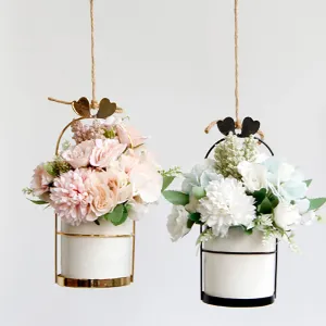 Nordic Vase Hanging Basket Wrought Iron Flower Pot Hanging Iron Frame Flower Stand Hydroponic Flower Pot Modern Wall Decoration Decoration