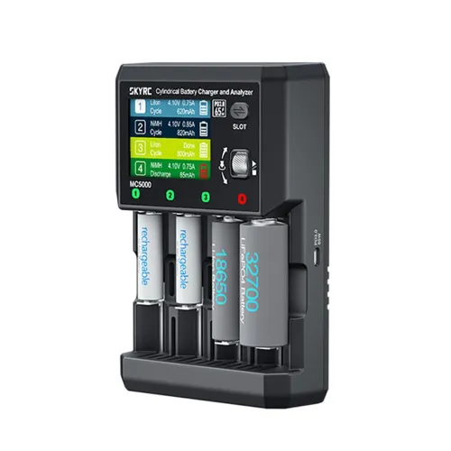 SKYRC MC5000 Cylindrical Battery Charger and Analyzer 2.8 inch Display Screen PD65W Built-in Bluetooth APP Control for for Li-ion LiFe NiMH NiCd NiZn RAM Na-ion Support AA/AAA to 18650/21700/32700 Battery Charge