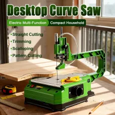 Electric Scroll Saw Multifunction Desktop Jig Saw Adjustable Cutting Thickness 45mm Six-Speed Control LED Swivel Lamp Woodworking Cutting Tool Dust-Free Plug-in Electric Saw