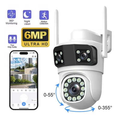 Guudgo Triple Lens Wireless Camera 2MP+2MP+2MP HD Outdoor Waterproof Surveillance Home Camera Mobile Remote 360 Degree Camera