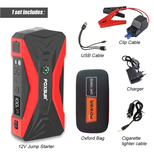 FOXSUR Car Emergency Start Power 12V Mobile Phone Charging Treasure Outdoor Journey Jump Starter