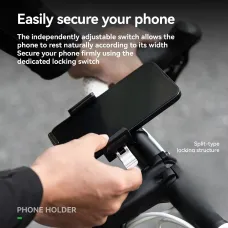 ROCKBROQuick-release Bicycle Phone Holder Fits 65-95mm Width Mobile Phones Aluminum Alloy Navigation Mounting Bracket for 22.2-31.8mm of Bike Front Tube