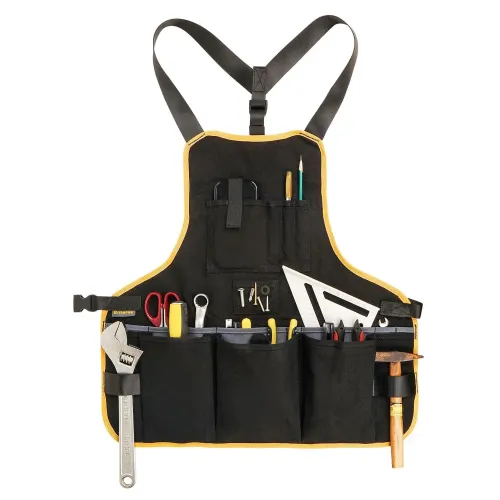 Heavy Duty Canvas Work Apron 21 Pockets Tool Organizer Adjustable Straps Magnetic Holder Carpenter Workshop Mechanic Gardener DIY Crafts