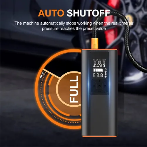 Cordless Smart Car Tire Inflator Dual Screen Display with LED Light Accurate Pressure Measurement Portable Multi-function Car Air Pump