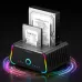 FIDECO YPZ230R Dual Bay Hard Drive Docking Station USB 3.0 with Offline Clone RGB Light for 2.5/3.5-Inch SATA HDD SSD 5Gbps Data Transfer Support UASP Tools-Free Installation