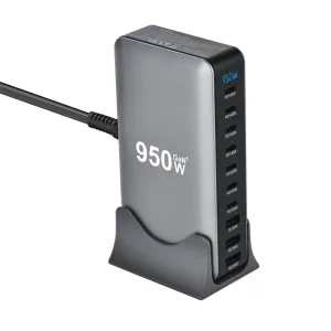 [GaN Tech] Bakeey YMX-950W 950W 10-Port USB PD Charger with Digital Display 3USB-A+7USB-C PD QC Fast Charging Desktop Charging Station EU Plug for iPhone 17 17Pro Max 16 15 14 for Xiaomi 17pro for SAMSUNG for HUAWEI