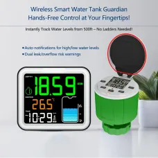 Smart Ultrasonic Water Tank Level Monitor Real Time Depth Temperature Sensor 0-5m Accuracy 0.03m Wireless Signal 500ft Multi Channel LCD Display for Home and Agriculture Tracking