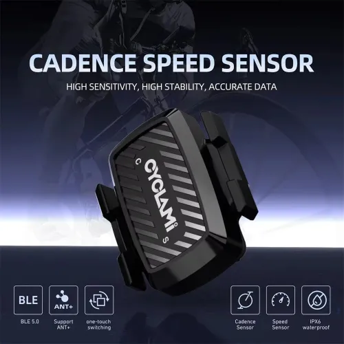 CYCLAMC1 Bike Speed Cadence Dual Sensor Bluetooth BLE5.0 ANT+ Dual Protocol Low Power Consumption Waterproof Measure Speedometer for MTB