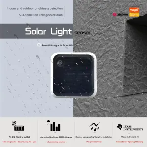 Tuya Zigbe Smart Solar Light Sensor Wireless IP65 Waterproof with Solar Power Support Smart Home Assistant