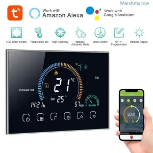 Tuya WiFi Smart Programmable Thermostat for Electric Heating LCD Display Touch Panel APP Voice Control Work with Alexa Google Home