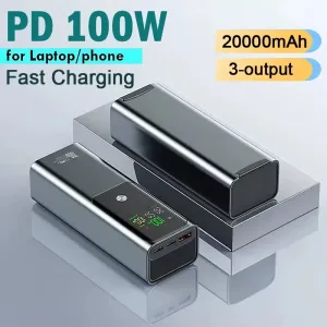 HT-K81 100W 20000mAh Power Bank Digital Display External Battery Power Supply with 2 Inputs & 3 Outputs Support PD3.1 Fast Charging for iPhone 16 16 Pro 15 14 13 Pro Max for Huawei Pura X for Xiaomi 15pro
