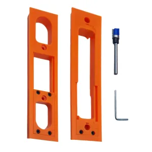 Door Hinge Jig ABS Material Lightweight Anti Slip Design Easy Installation Precision Template Garage Exterior Door Woodworking Repair Tool 9 x 2 Inches Orange