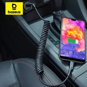 Baseus Fast Charging Type C Cable Spring Telescopic Car Phone Charger Cable For Samsung Xiaomi Redmi