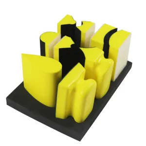 9PCS Hand Sanding Blocks Set Versatile Contoured Profile Yellow Medium-Density Polyurethane Foam Convex and Concave Shapes Hook Loop Attachment for Auto Body Wood Furniture Sanding