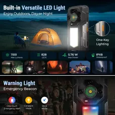 Ulefone Armor 33 25500mAh 118dB Loudspeaker 24GB 512GB Versatile LED Light Warning Light 50MP Triple Camera 64MP Night Vision 6.95 inch 120Hz 66W Fast Charge Android 15 NFC Helio G100 IP68 IP69K Waterproof 4G Rugged Smartphone