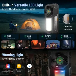 Ulefone Armor 33 25500mAh 118dB Loudspeaker 24GB 512GB Versatile LED Light Warning Light 50MP Triple Camera 64MP Night Vision 6.95 inch 120Hz 66W Fast Charge Android 15 NFC Helio G100 IP68 IP69K Waterproof 4G Rugged Smartphone