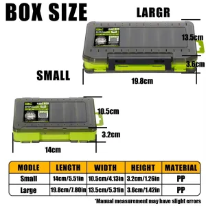 SAMOLLA 12/14 Compartments Double Sided Fishing Tackle Box Y-slot Fishing Gear Organizer Fishing Tool Storage Case