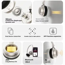 EDIFIER HUAZAI DOO ACE Wireless Headset bluetooth V6.0 Headphone 32mm Composite Diaphragm Unit AI Call Noise Cancelling 25H Playback Lightweight Type-C Connection On-ear Portable Headphones with Mic