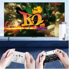 128G H10 TV Game Stick with Dual Wireless Gamepads 4K HD 40000 Games Support HD Output Aluminum Alloy Double Handles Retro Game Console