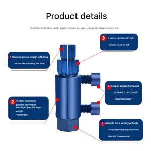 Broken Pipe Head Screw Extraction Faucet Angle Valve Broken Wire Extractor 1/2 inch 3/4 inch Thread Removal Tool Universal