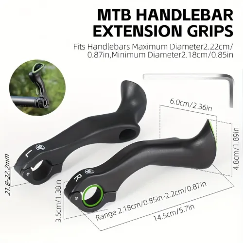 WESBIKING Adjustable Fluorescent Bicycle Extended Handlebar Lightweight Mountain Bike Bar Ends Deputy Handle