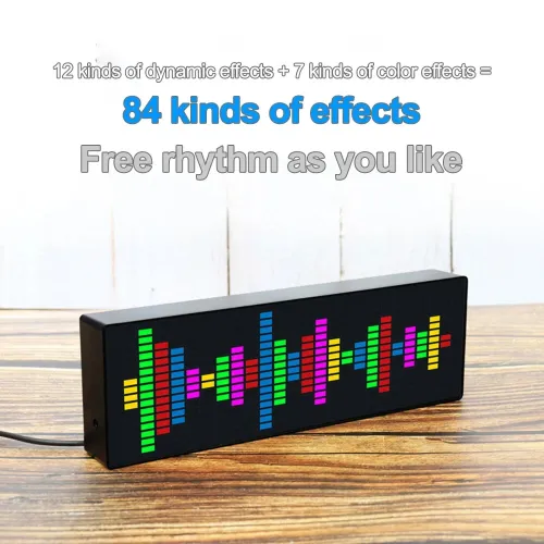 Dynamic LED Music Spectrum Clock Picking Lamp Voice Control Wire Control LED Music Spectrum Rhythm Display RGB Light Electronic Clock Voice Activated Car Audio Level Indicator VU Meter Atmosphere Lamp