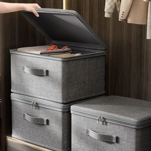 45x35x26cm Large Capacity Fabric Clothes Storage Box Modern Stackable Waterproof Storage Box Multiple Uses Storage Box Extra Large Storage Basket Home Organization Tool