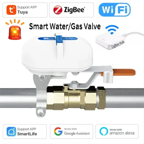 MoesHouse Tuya Smart Home WiFi Zigbe Water Valve Faucet Garden Sprinkler Controller Timing Voice Control Gas Smart Valve Work with Alexa Google Assistant