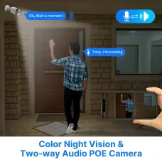 Hiseeu HB718-PA 4K 8MP POE IP Camera Intelligent Night Vision P2P Motion Detection Two-way Audio H.265 Waterproof Outdoor CCTV Safety Camera for Home Use