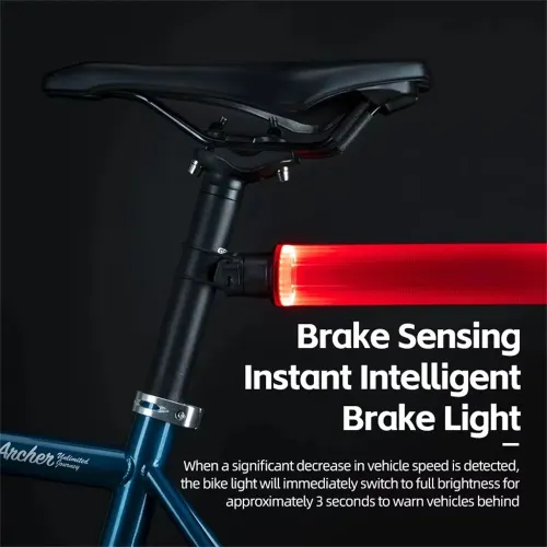 ROCKBROBL-S1 Smart Brake Sensor Bicycle Taillight 400 mAH Type-Charging IPX7 Waterproof Aluminum Bike Rear Light for Night Road Warning Riding