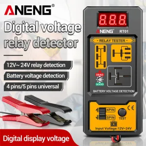 ANENG RT01 Automotive Relay Tester Digital Voltage Relay Detecter 4-Pin 5-Pin Relay Display 12V 24V Battery Diagnostic Tool