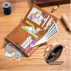BULLCAPTAIN Genuine Leather Wallet for Men,Small Coin Purse,Mini RFID Card Holder,High Quality Hardware Card Wallet