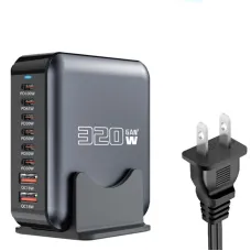 [GaN Tech] Bakeey 320W 8-Port USB PD Charger 2USB-A+6USB-C PD2.0 QC SCP FCR AFC Apple2.4 Fast Charging Desktop Charging Station for iPhone 16 16 Pro 15 14 13 Pro Max for HUAWEI for SAMSUNG for OPPO
