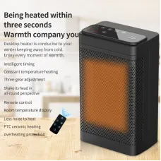 1500W Remote Control Space Heater 3 Gear PTC Ceramic Heating Long-Range Remote Adjustable Thermostat Compact Electric Heater for Home Office