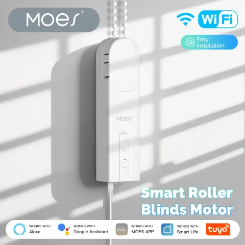 MOES WC301 Tuya WiFi Smart Shade Roller Blinds Motor Driver Electric Curtains Automation Pull Cord Chain String Work with Alexa Google Home Smart Life APP