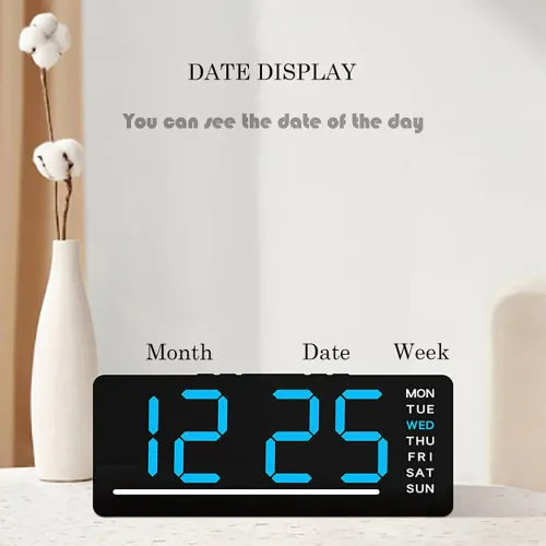 Mini Digital Table Clock LED Alarm Clock Temp 5 Levels Adjustable Brightness 12/24H Bedroom Electronic Desktop Clock Home Decor