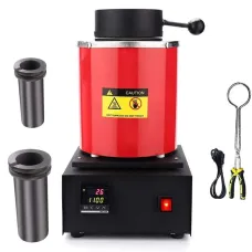 1400W Digital Electric Gold Melting Furnace with 1KG & 3KG High Purity Graphite Crucible - High-Efficiency Fast Heating up to 2000F/1100C Ideal for Metal Melting like Gold Silver Copper