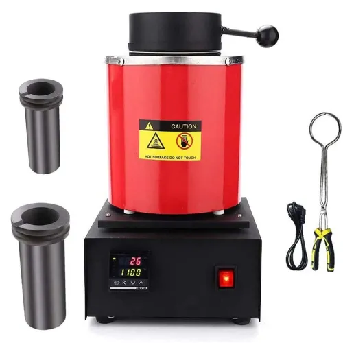 1400W Digital Electric Gold Melting Furnace with 1KG & 3KG High Purity Graphite Crucible - High-Efficiency Fast Heating up to 2000F/1100C Ideal for Metal Melting like Gold Silver Copper