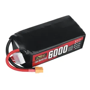 ZOP Power 22.2V 6000mAh 100C 6S LiPo Battery XT60 Plug with T Plug Adapter for RC FPV Racing Drone Airplane