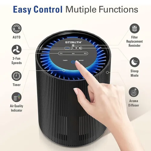 US DirectSTEALTH Air Purifiers for Large Room Up to 673ft, H13 True HEPA Filter, Ozone Free Auto Function Ultra-Quiet Sleep Mode, Remove 99.97% of Pet Dander and Dust Smoke Pollen, for Home Office Kitchen
