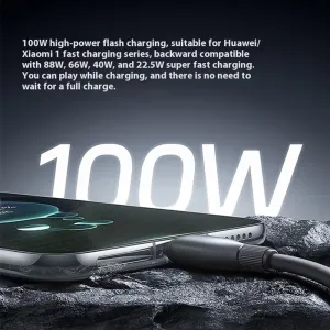 Baseus Ultra-fast Series 6A 100W USB-A to Type-C Cable Fast Charging Data Transmission Copper Core Line 1M/2M Long for iPhone 16 16 Pro 15 Pro Max for Huawei Pura X for Xiaomi 15pro for Samsung Galaxy S25 Ultra