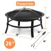 KingSo 26 inch Fire Pit for Outdoor Round Wood Burning Fire Pit Bowl with Mesh Screen and Fire Poker