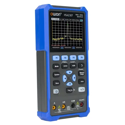 OWON HSA2300 Series Handheld 3 in 1 Spectrum Analyzer Oscilloscope Multimeter 9kHz to 3GHz Frequency 200MHz Bandwidth USB Type C Interface 3.5 Inch LCD