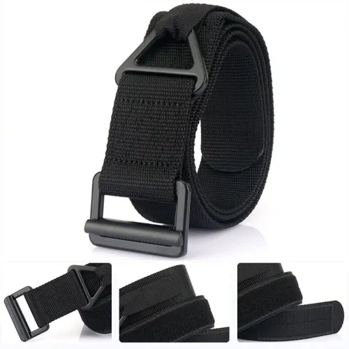 TUSH125cm Men's Tactical Nylon Belt Adjustable Wear-resistant Lightweight Waist Belt Buckle Canvas Belt Casual Sports Belts