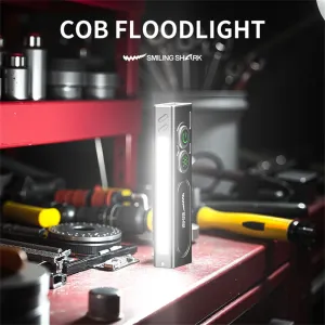 SMILING SHARK Multifunctional Type-Rechargeable Flashlight With Green Beam Light UV Light and Side Lights Waterproof with Magnetic Repair Work Lamp for Outdoor Fishing Hiking
