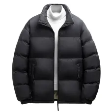 TENGOO 6 Zones Heated Black Jacket for Men Women 3 Temperature Levels Winter Warm Bread Style Outerwear Loose Fit