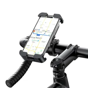 USAMS ZJ082 2-in-1 Full Coverage Cycling Phone Holder Shockproof Reinforced Clamp Stand 360 Rotation Single Hand Operation Fits for 4.7-7.2 Inch Phones Universal Bike Motorcycle Mount