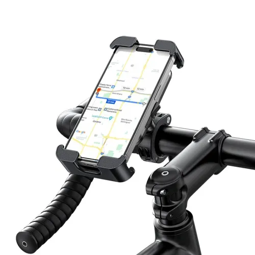 USAMS ZJ082 2-in-1 Full Coverage Cycling Phone Holder Shockproof Reinforced Clamp Stand 360 Rotation Single Hand Operation Fits for 4.7-7.2 Inch Phones Universal Bike Motorcycle Mount